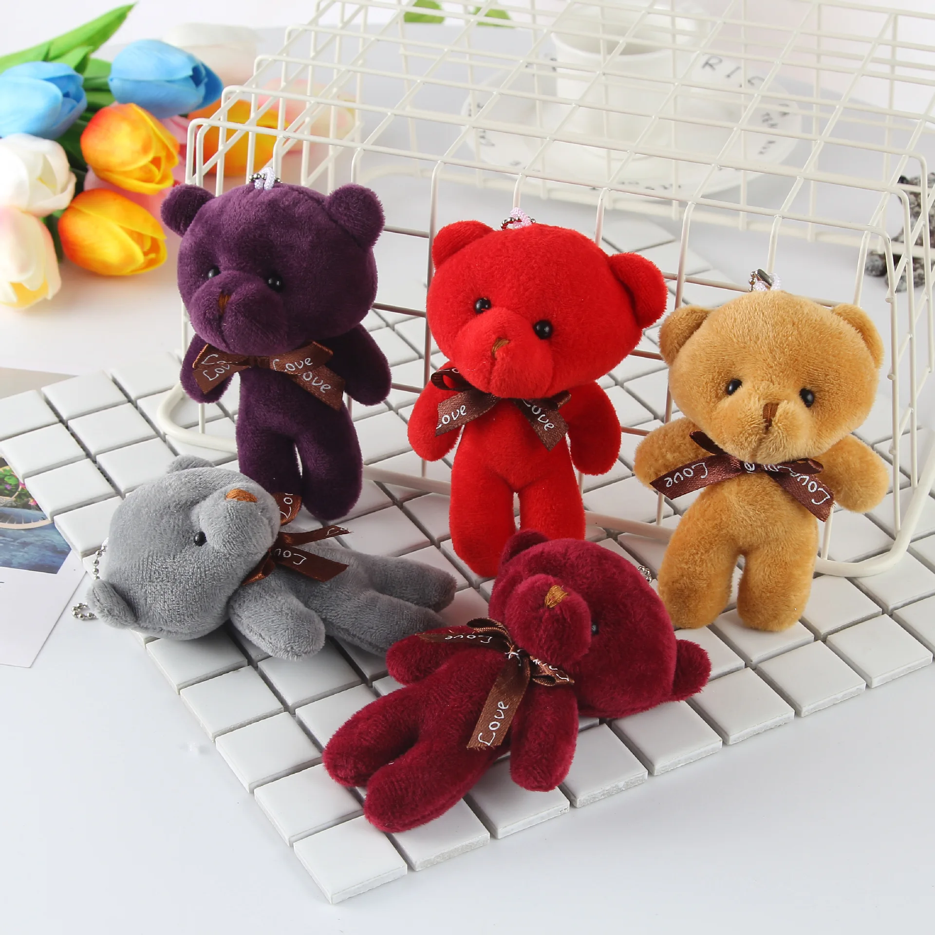 

13cm Teddy Bear Play Hide Seek Lovely Cartoon Stuffed Kids Birthday Gift Cute Teddy Bear Keychain Plush Toy Bouquet Plush Dolls
