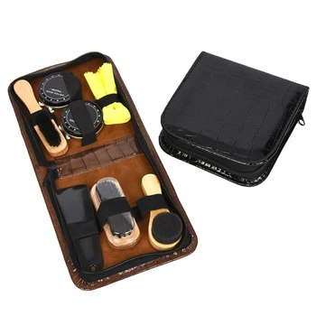 

7Pcs/Set Shoe Brush Professional Shoe Care Tool Kit Shoes Shine Polish Cleaning Smooth Wooden Brushes Set With Vogue Leather B