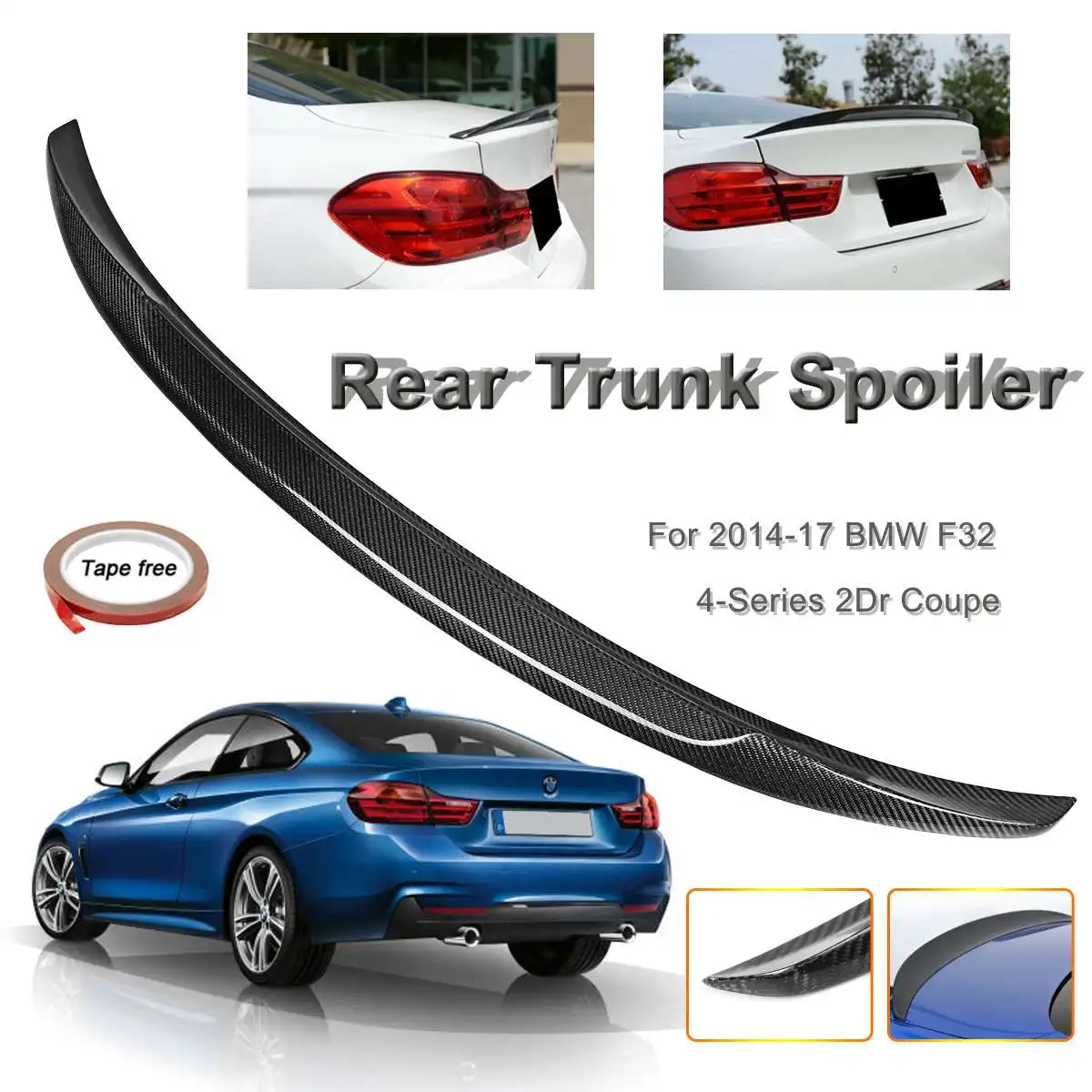 

Full Real Carbon Fiber Material Rear Trunk Spoiler Fits for BMW F32 4-Series 2 Doors for Coupe 2014-2017 P Style Wings