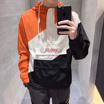 

jacket 2019 spring and autumn New fashion men's short windbreaker slim casual boys Korean version hip hop Orange Free shipping
