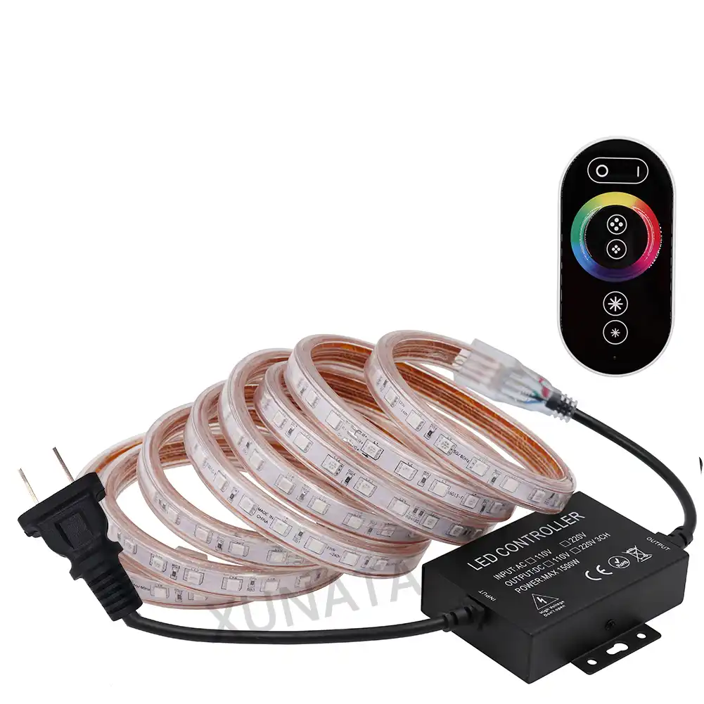 1m 100m 220v Eu Uk 60leds M 5050 Rgb Led Strip Outdoor Lamp Waterproof Flexible Light With Touch Controller 110v Us Plug