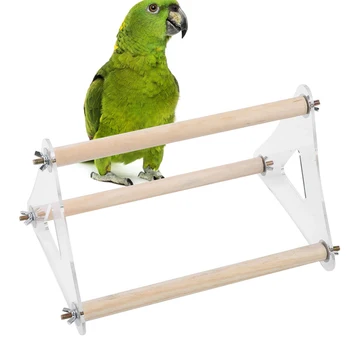 

1pcs Parrot Play Toys Perch Stand Bite Grinder Claw Triangle Ladder Pet Entertaining Toys Pets Toys Hanging Cage Parrot Stand