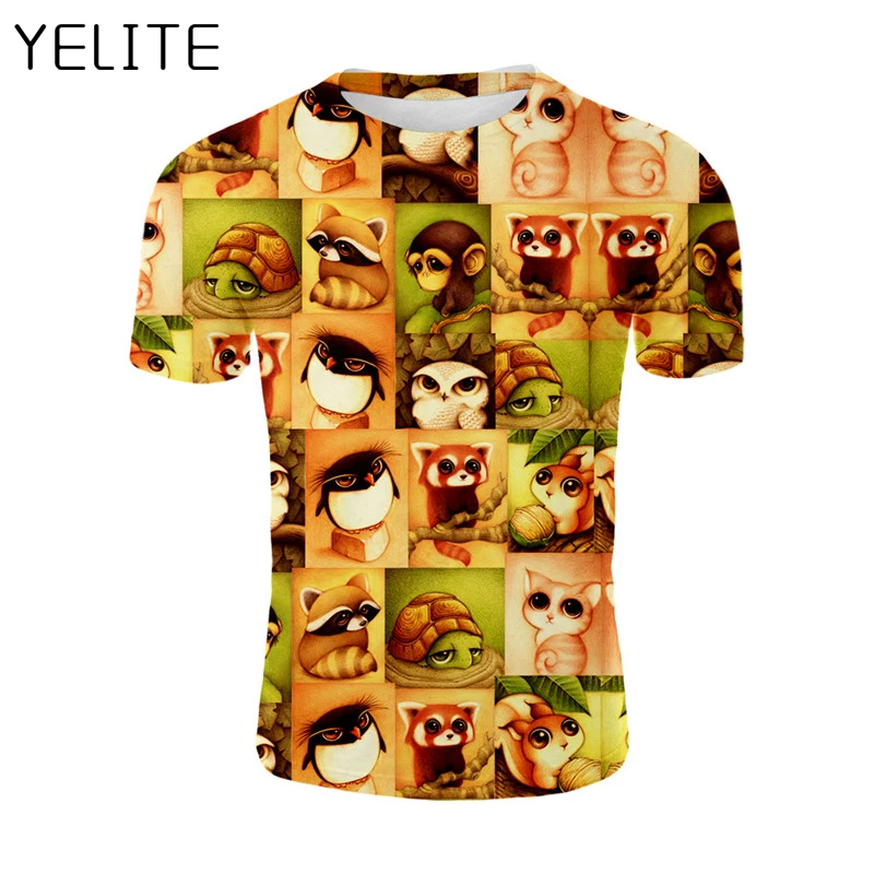 YELITE Собака печати футболки 3D животных футболка для мужчин Streatwear Забавные топы