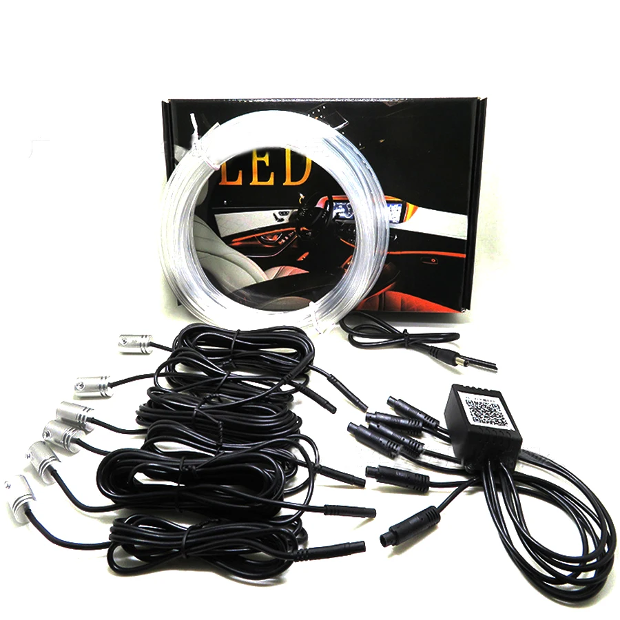 6in1 RGB LED 8M Car Interior Decor Neon EL Strip Light Bluetooth App Control 12V