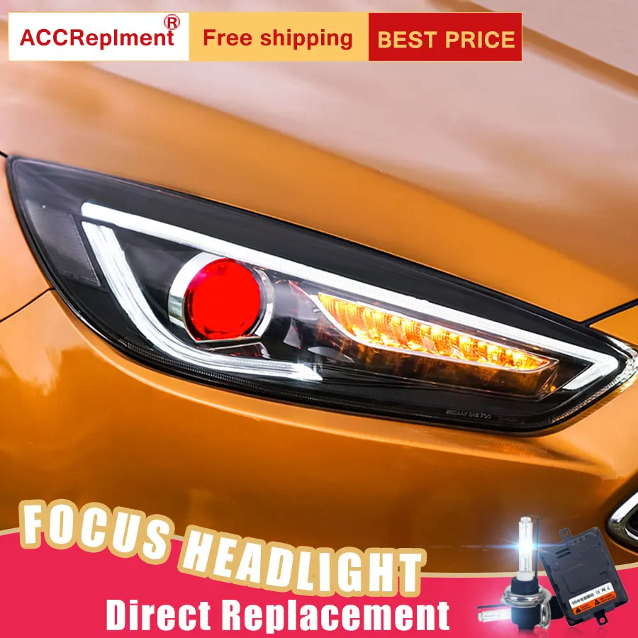 2 шт. светодиодный фары для Ford focus 2015-2018 Автомобильные ангельские глазки комплект