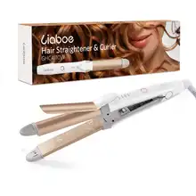 Liaboe 2в1 функция пара ЖК быстрый выпрямитель для волос Кудри отрицательные ионные PTC профессиональные электрические выпрямления волос локон железа
