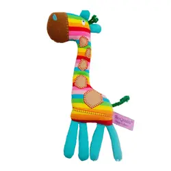 Тони Lvee младенческой колокольчик форма жирафа мягкие забавные радуга цвет Легкий милый ребенок погремушка моющиеся раннего развива
