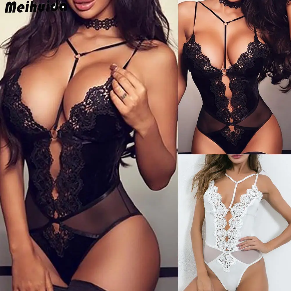 

New Women Lingerie Exotic Hot Bodysuits Female Lace G-String Babydoll Underwear Nightwear Strap Hollow Out Sleepwear Teddies