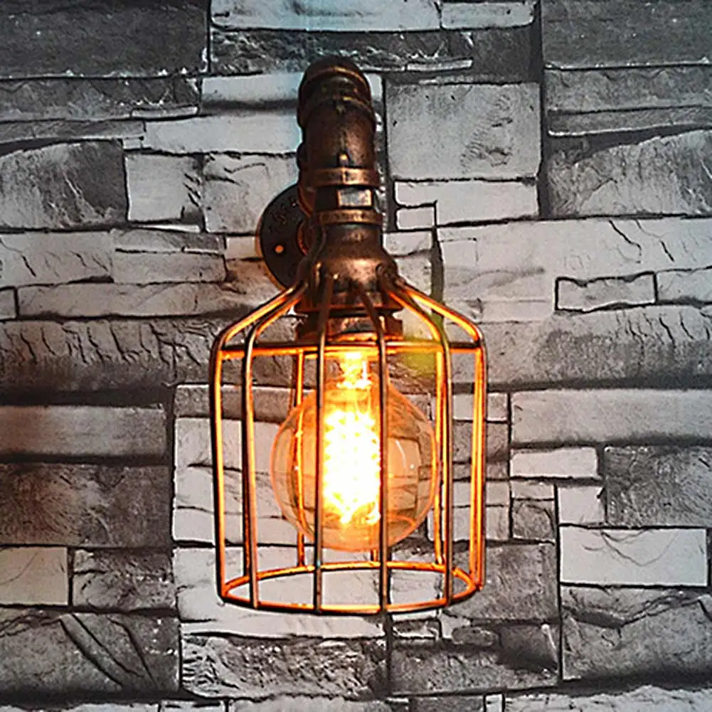 

Loft lndustrial Steam punk Wall Light iron rust Water pipe retro wall lamp Vintage E27 sconce light home lighting fixtures