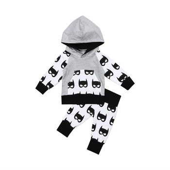 

Emmababy Autumn New arrival Newborn Kids Baby Boys Hooded Tops Pants Batman Outfits Set