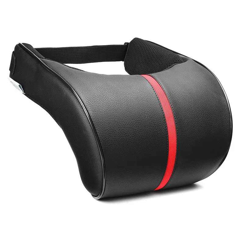 

Adjustable Car Leather Black+Red Strip Memory Cotton Pillow Car Seat Headrest