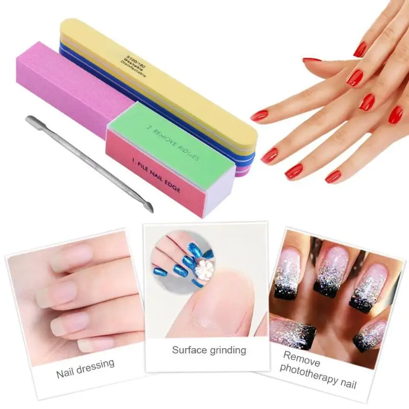 

6pcs/Set Pro Nail File Kits Buffing Polishing Dead Skin Pusher Manicure Tools Set Hot
