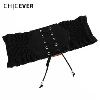 

CHICEVER 2020 Spring Black Lace Up Belt For Women Cummerbunds Pleated Accessories Women's Belts Fashion New