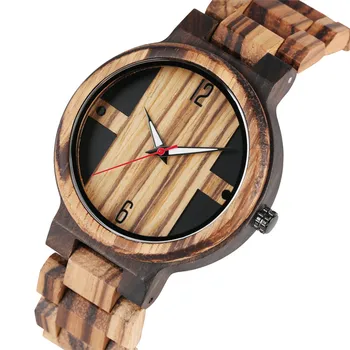 

Watch Men Full Wooden Quartz Movement Unique Display Dial Wood Wristwatch for Male Genuine Leather Strap Relogio Masculino Gift