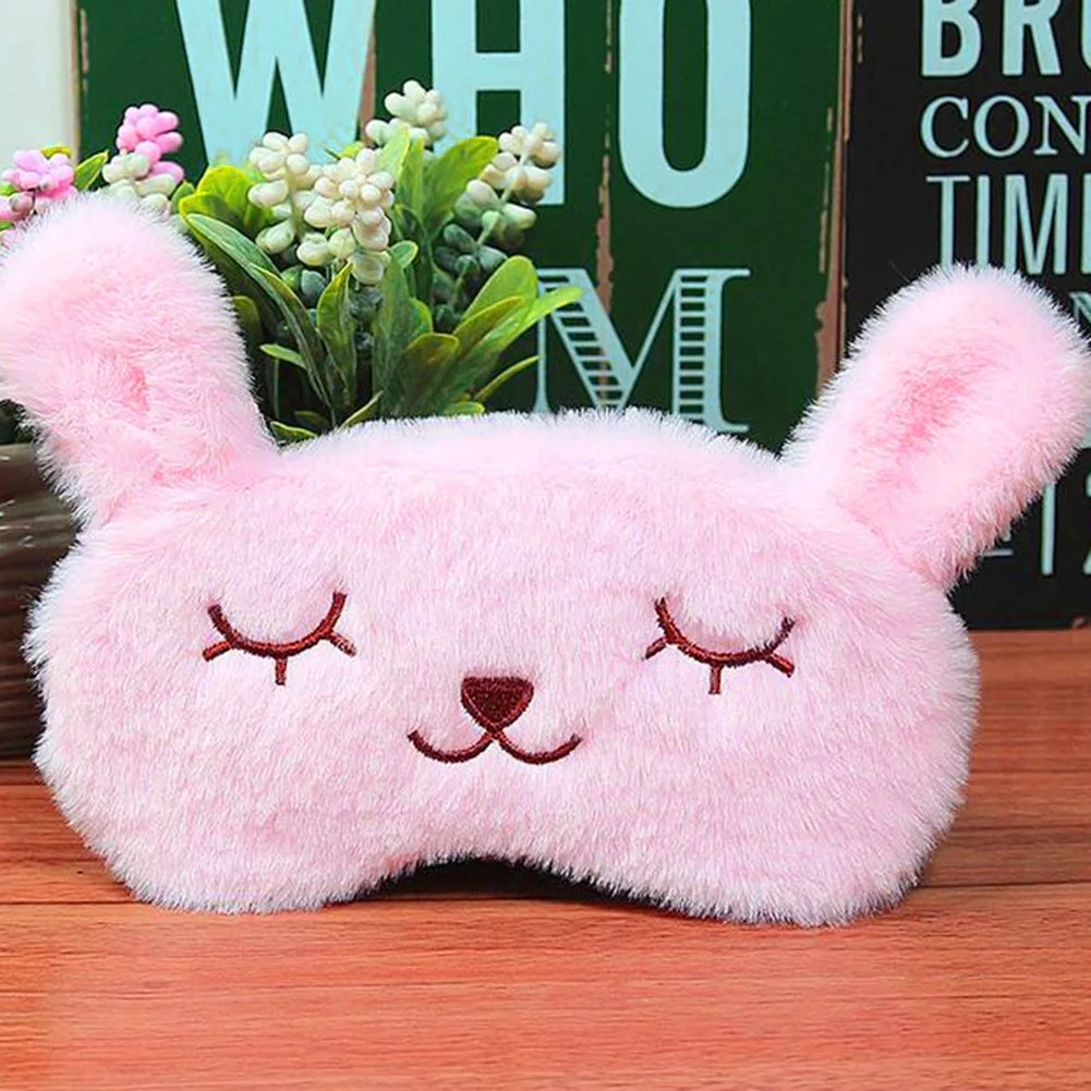 

Sleep masks Cute rabbit plush eye mask Relaxation opaque mask Eyeshade for sleeping for travel or afternoon siestas Pink
