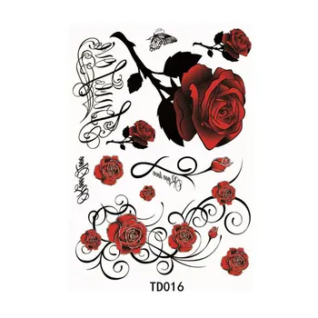 

Hot Brand Red Color Rose Blossom Flower Brand New Fashion Waterproof Temporary Tattoo Sticker