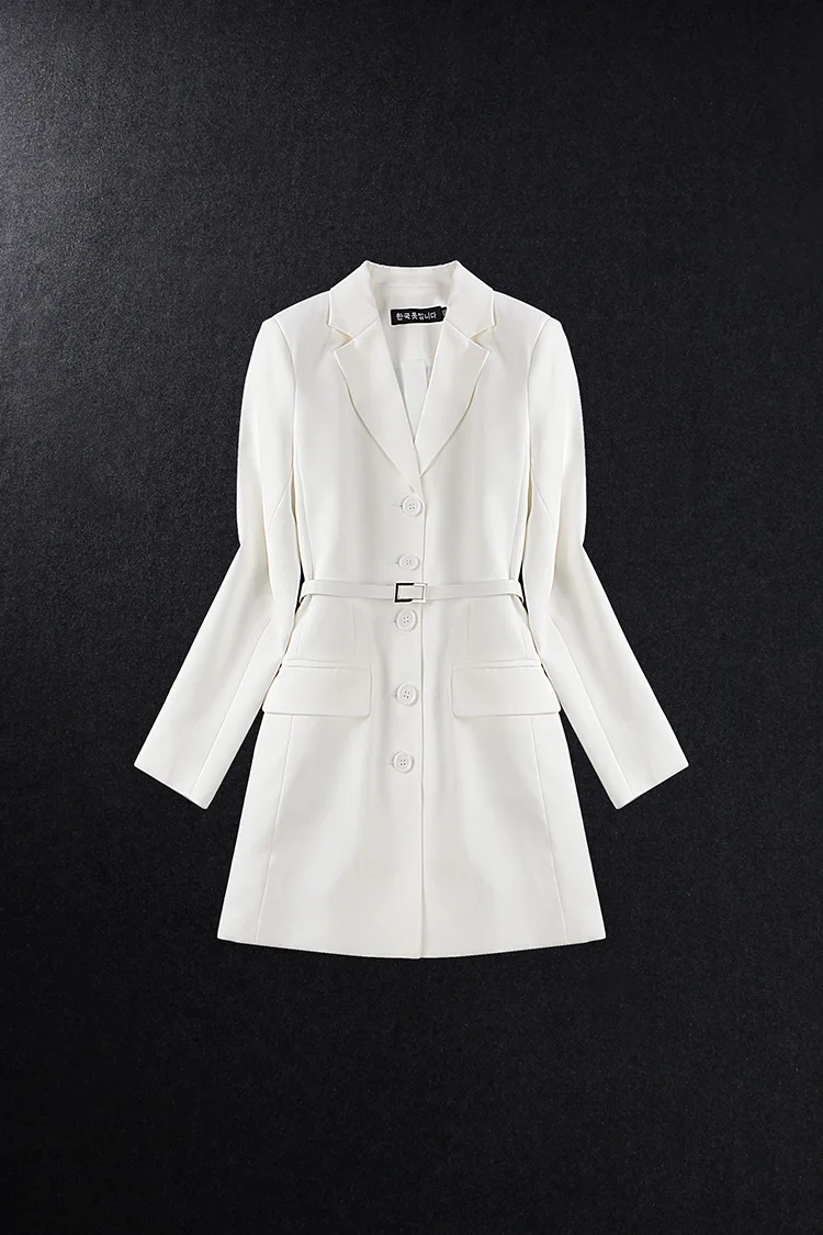 Spring 2019 New Dress Song Huiqiao Star with The Same White Long-sleeved Tie Suit dress Korean Version Dress Suit Women A-Line Spring 2019 New Dress Song Huiqiao Star with The Same White Long-sleeved Tie Suit dress Korean Version Dress Suit Women A-Line