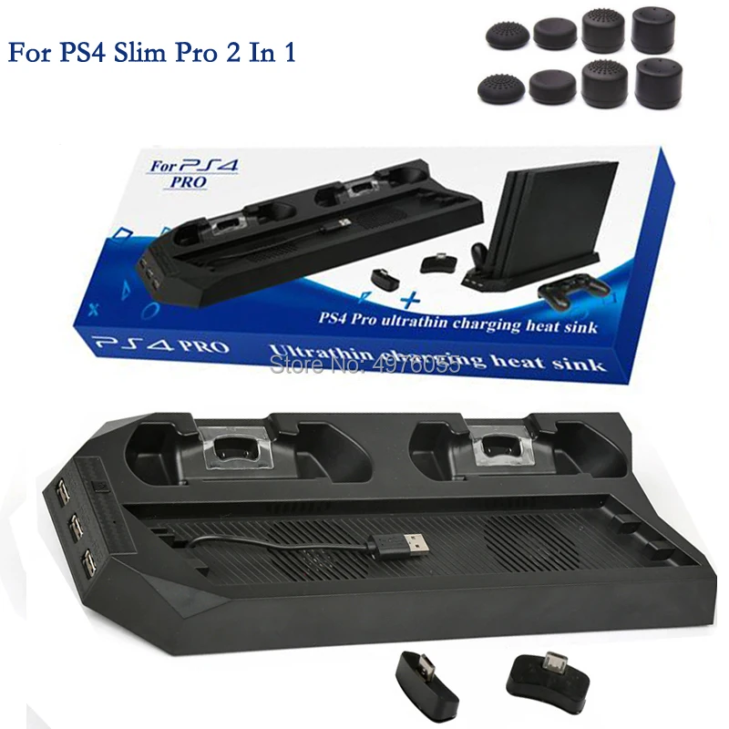 PS4 PRO Slim 2 в 1 зарядный охлаждающий вентилятор кулер вертикальная подставка для Sony