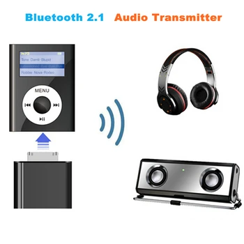

V2.1 30 Pin Wireless Bluetooth Audio Transmitter Stereo HiFi Music Adapter Transmit for iPhone 4S 3GS 4 iPod Classic Nano Touch
