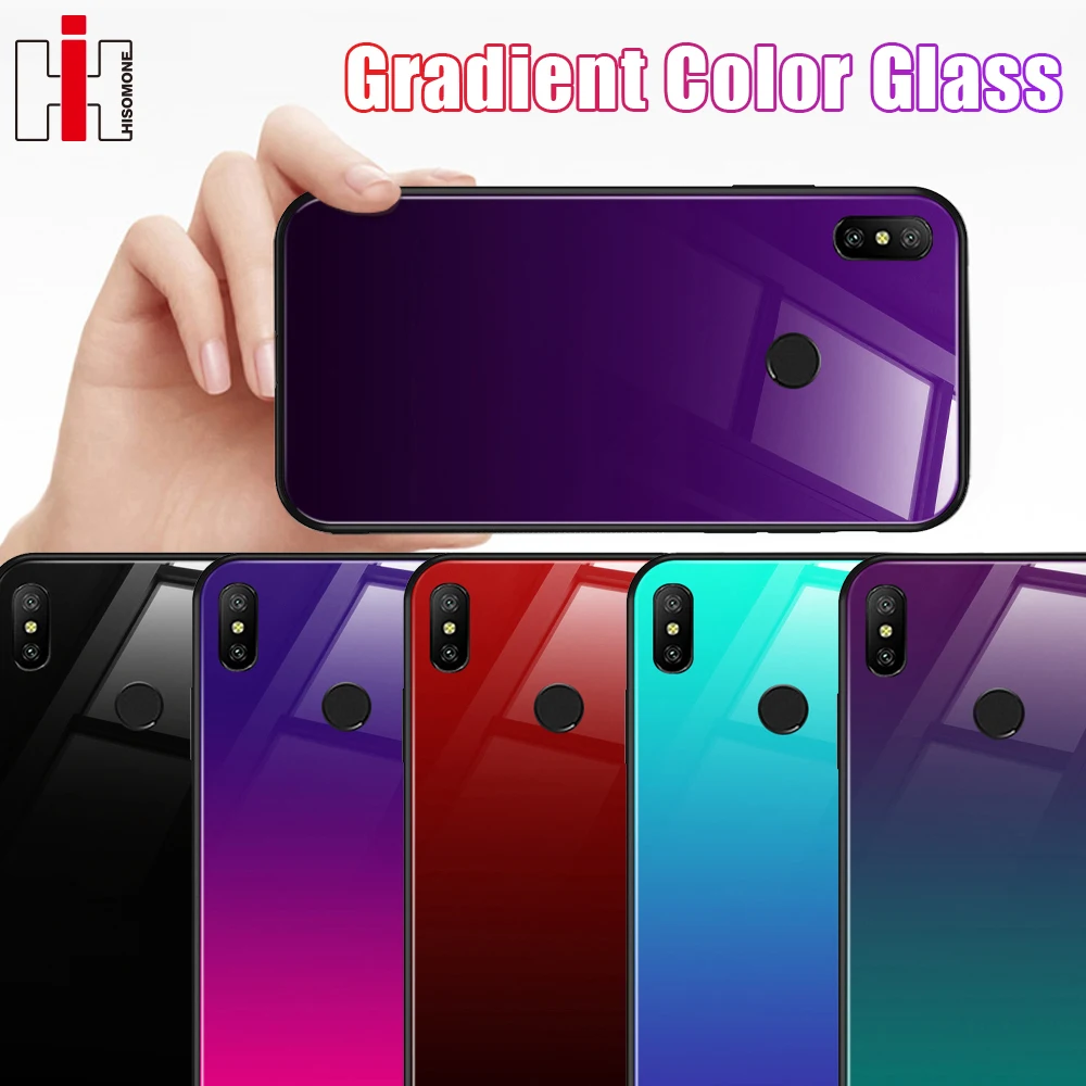 

Case For Xiaomi Redmi Note 5 6 Pro 6 Pro Gradient Color Glass Back Cover Phone Case For Xiaomi Mi A2 Lite Pocophone F1 Fundas
