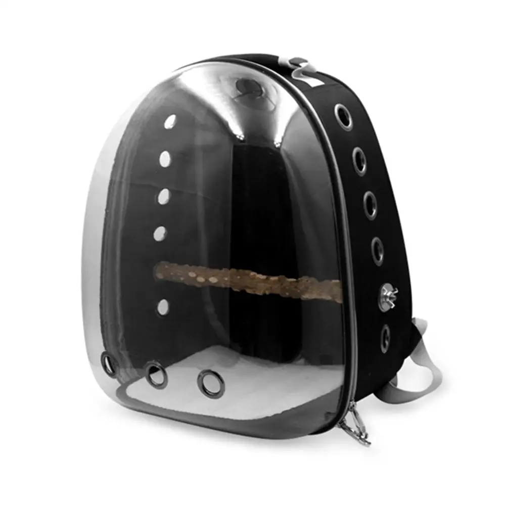 

Black Space Capsule Transparent Carrying Backpack Breathable 360 Degree Sightseeing Pet Parrot Carrier Bird Travel Bag