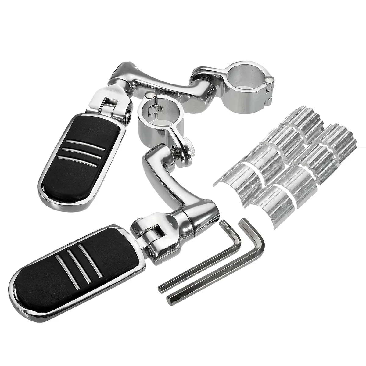 

A Pair 1 1/4 32mm 360 degree adjustable Short Streamline Foot Peg Pedals Footrest Mount Chrome