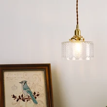 EL винтажный подвесной светильник s рябь стеклянная медная Подвесная лампа современный подвесной светильник для спальни Латунная Лампа Внутреннее освещение