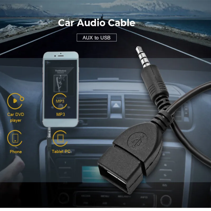 Aux Cord For Car With Cd Player 22CM / 16CM Car Audio Cable AUX to USB for DVD Player Phone MP3