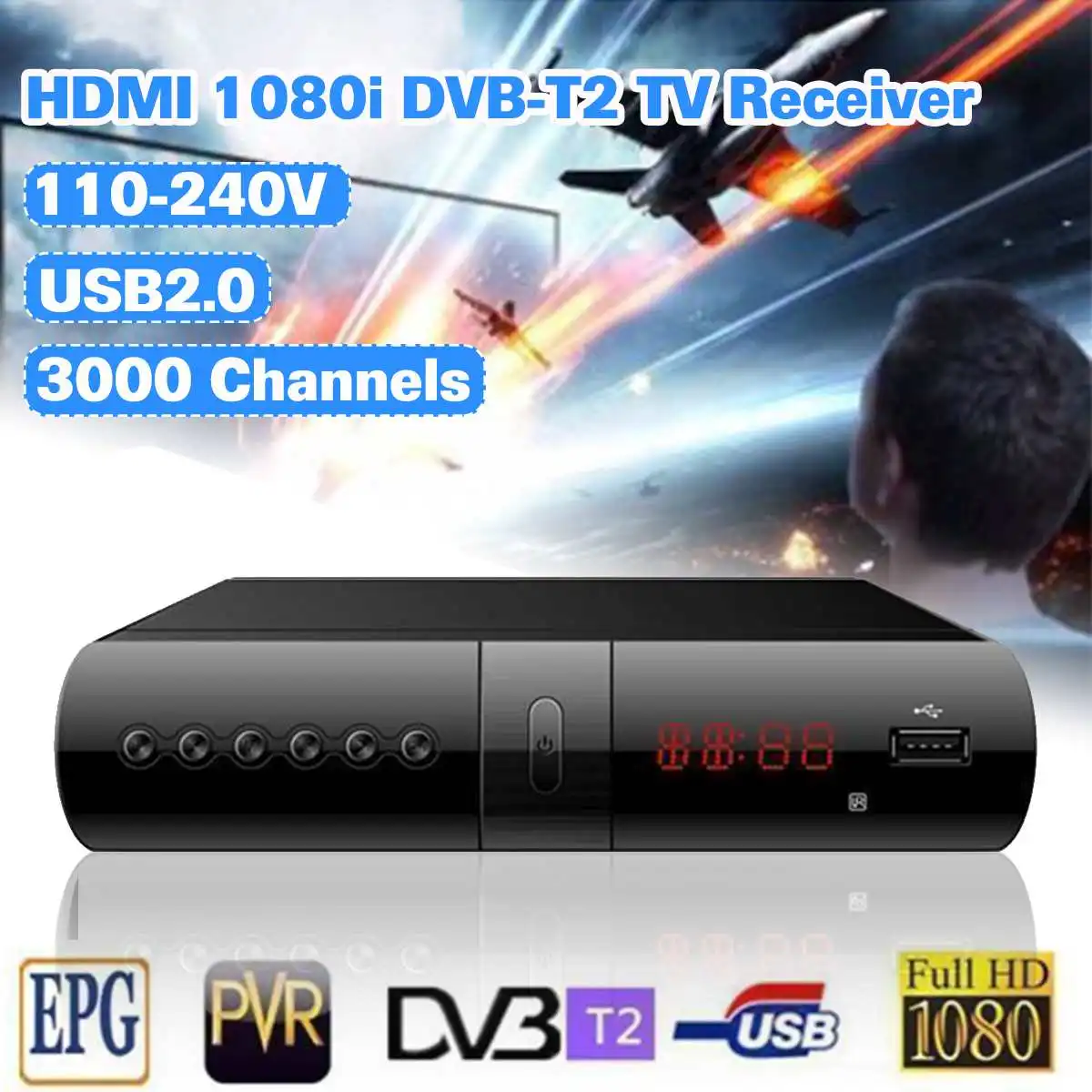 HDMI HD 1080i Home Audio Video Digital TV Receiver Signal Receiver of TV Fully for DVB-T Digital Terrestrial DVB T2 H.264 DVB T2