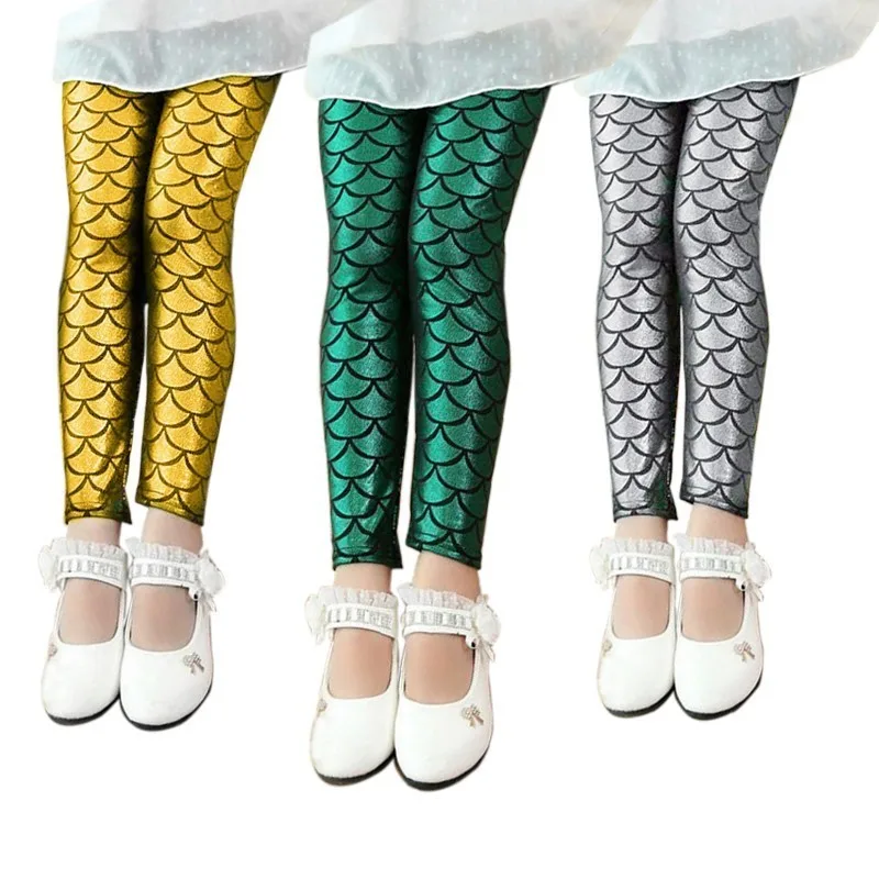 Mermaid Scale Print Summer Autumn Children Kid Baby Girls Leggings