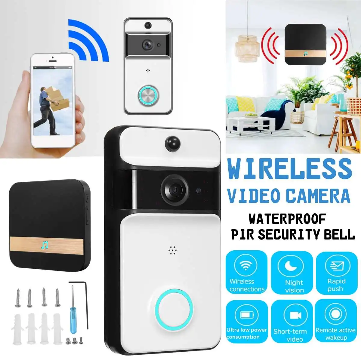 

Smart IP Video Intercom WI-FI Video Door Phone Door Bell WIFI Doorbell Camera For Apartments IR Alarm Wireless Security Camera