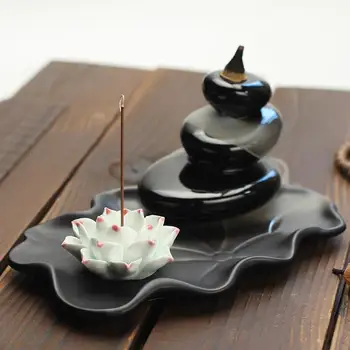 

Ceramic Backflow Incense Burner Smoke Waterfall Stick Incense Holder Mountain River Handicraft Incense Holder Incense Crafts