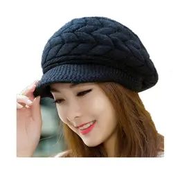 Seioum Новый Для женщин зимняя шапка теплые шапочки флис внутри вязаная шапка для женщин меха кролика Кепки осень и зима модная женская шляпа