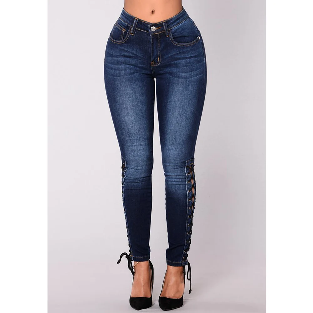 Wipalo, женские модные обтягивающие джинсы с высокой талией, эластичные облегающие джинсы с боковой шнуровкой, повседневные женские джинсовые брюки, S-3XL