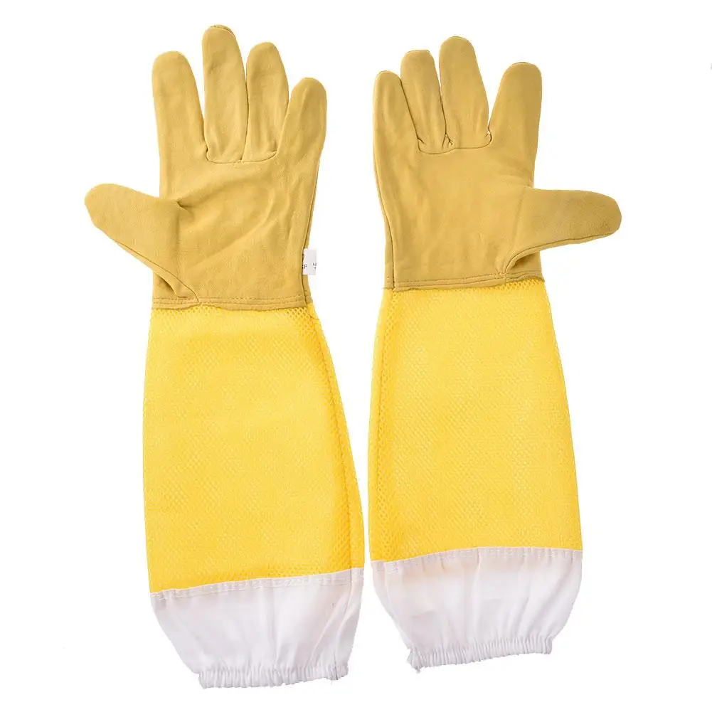 

Beekeeping Gloves Yellow Netted Goatskin Gloves Bee Protective Gloves Tools Professional Beekeeping Gloves Provide Protection