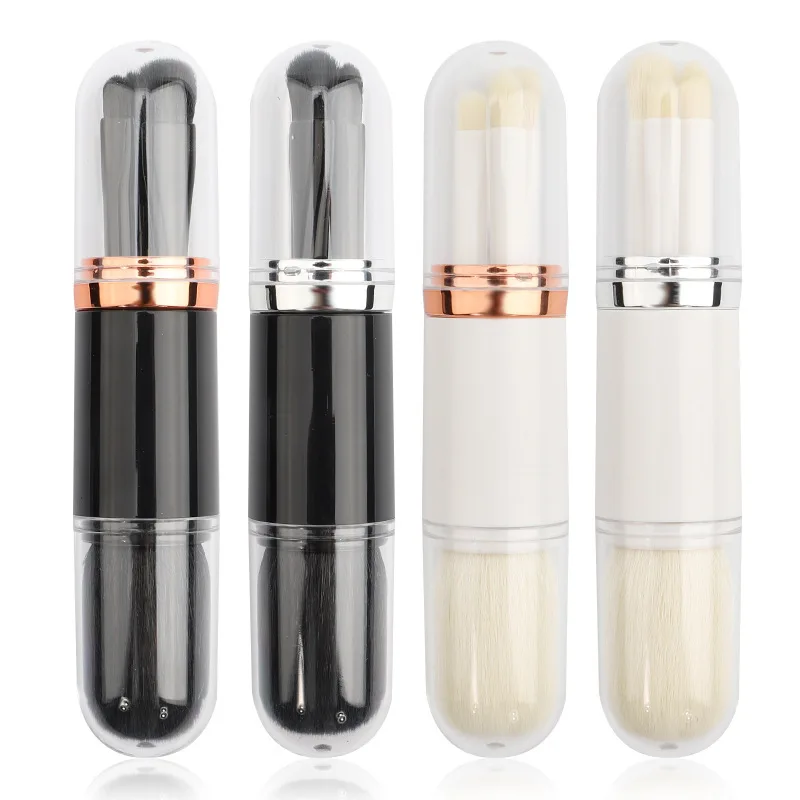 

New 4-in-1 makeup brushes double head with cover multi-function combination loose powder blush eye shadow makeup brushes set