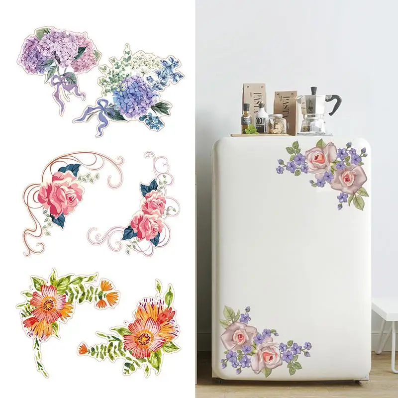 

Creative Rose Flower Rattan Romantic Wall Stickers Toilet Refrigerator Cabinet Window Stickers Home Decoration PVC Wall Stickers