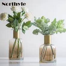 Northyle Golden round glass vase home decoration europe style floor vase flowerpot glass marriage vase floor vase wedding decor m style ваза настольная vase glass cool orange