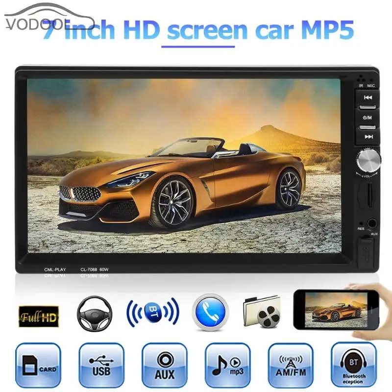 

7 Inch 1024*600 Screen Car Remote Control Stereo MP5 Player Multimidia FM Radio Bluetooth Stereo USB/TF Head Unit with/no Camera