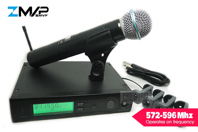 УВЧ Профессиональный SLX24 BETA58 беспроводной микрофон Беспроводная караоке система с 58A ручной передатчик диапазона J3 572-596 МГц