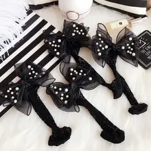 Горячая новинка года, модные женские Блестящий бант, сетчатые укороченные носки для девочек