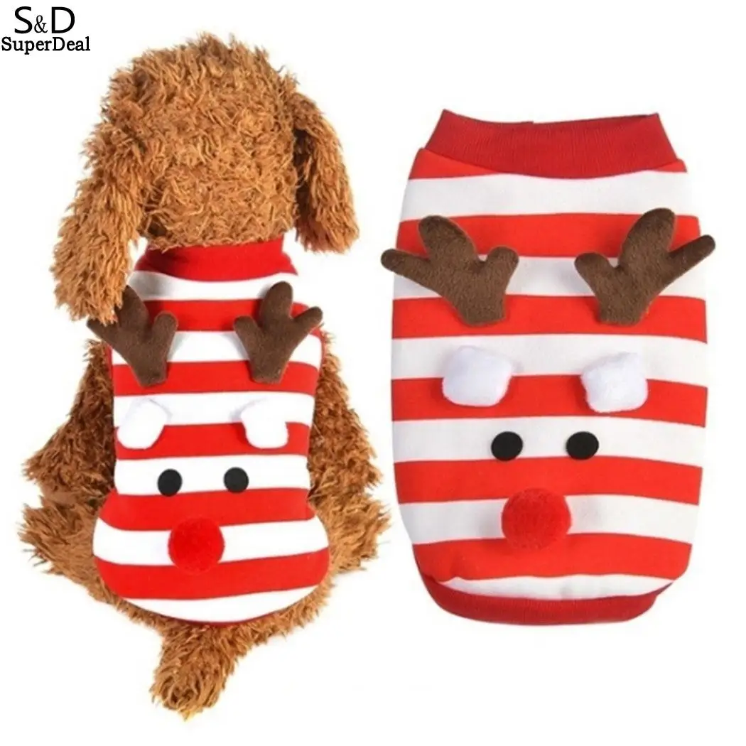 

Cute Small Coat Pet Patchwork Dog Christmas Red Comfortable Soft Clothes