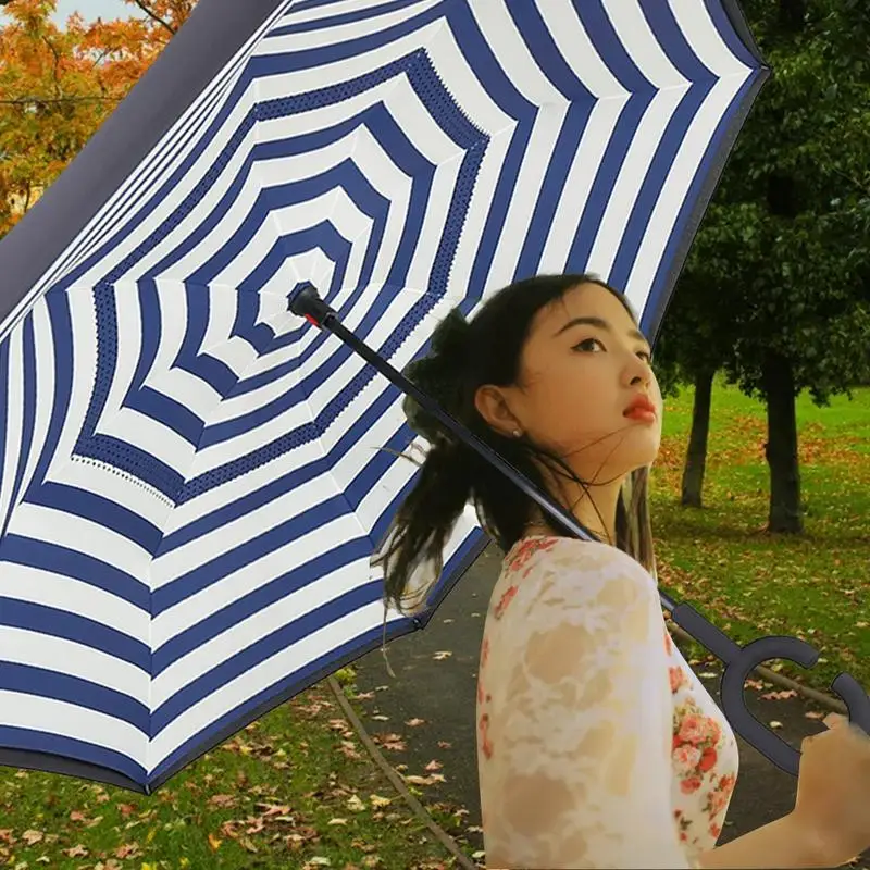 

Inverted Umbrella Double Layer Sun Parasol Women Rain Reverse Umbrellas Men For Car Windproof Rain Sun Hand Free Umbrella