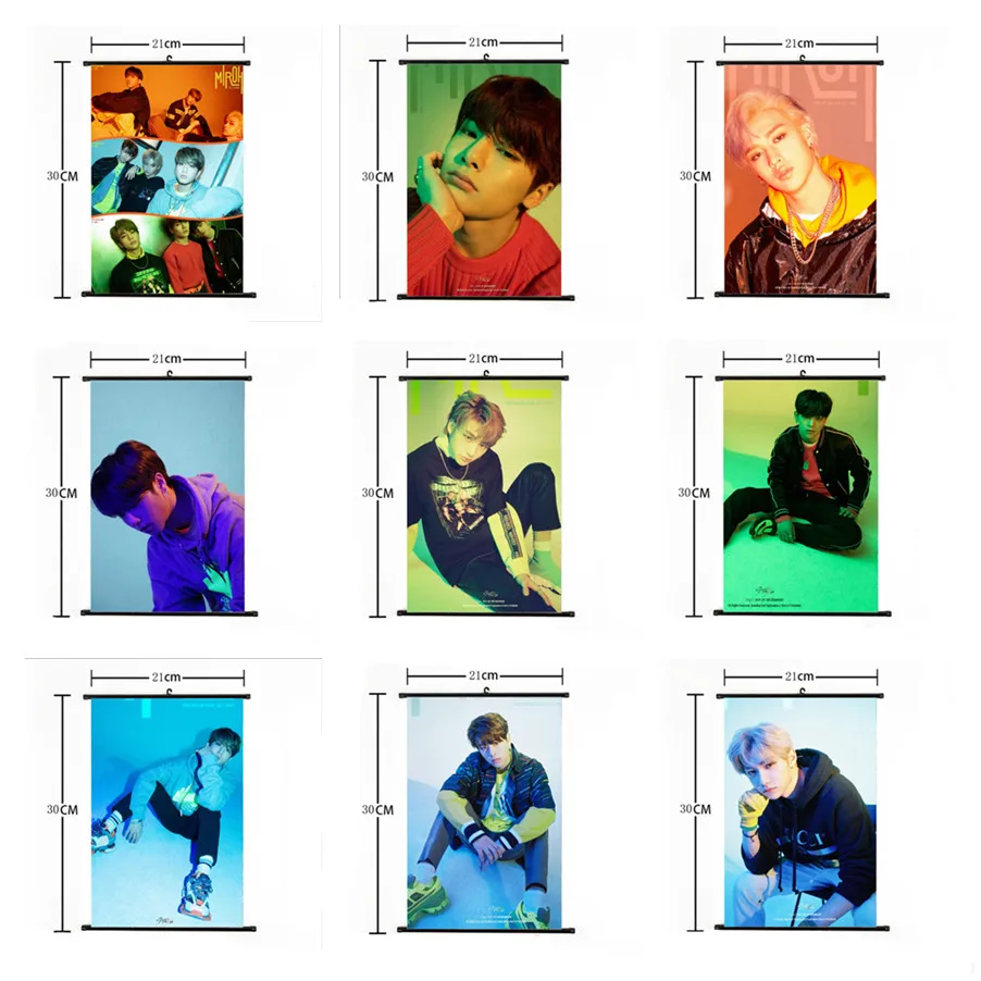 

Kpop Stray Kids Clé 1 : MIROH Mini Wall Scroll Picture Bangchan Changbin Hang Up Poster Felix Minho Home Decor