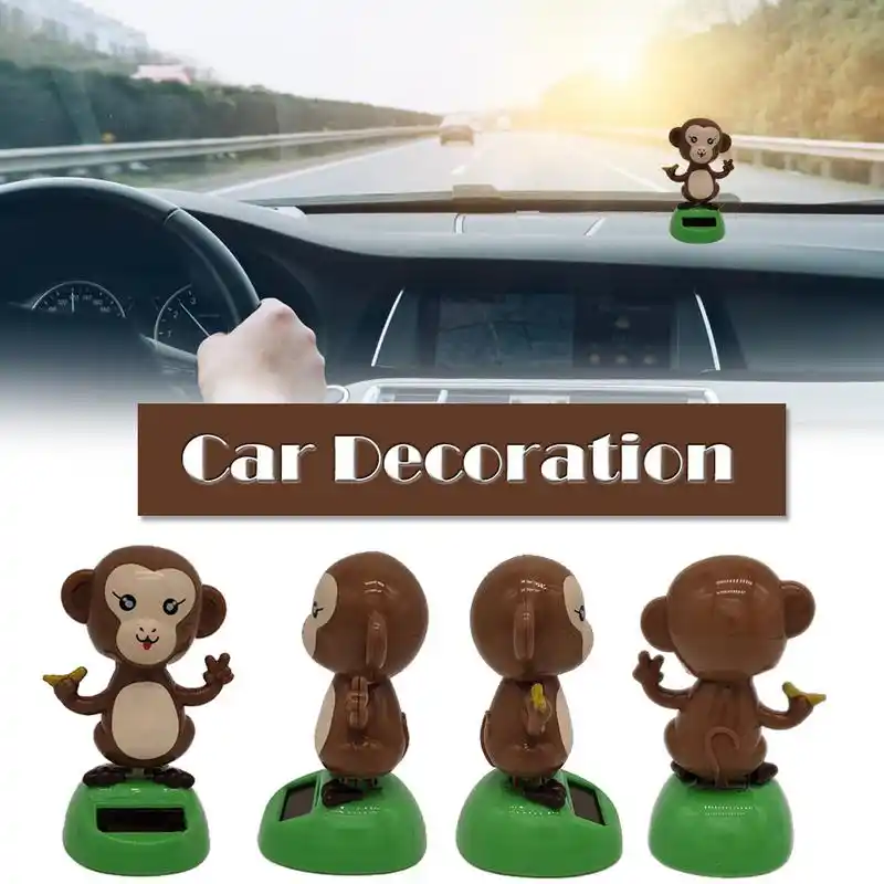 Creative Car Decor Solar Powered Dancing Animal Doll Swing Animated Bobble Dancer Toy Gifts Monkey Car Decoration