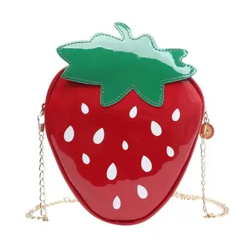 

Girl Cute Strawberry Chain Shoulder Bags Women Patent Leather Crossbody Bag Small Phone Bags for Ladies Wristlets Coin Purse