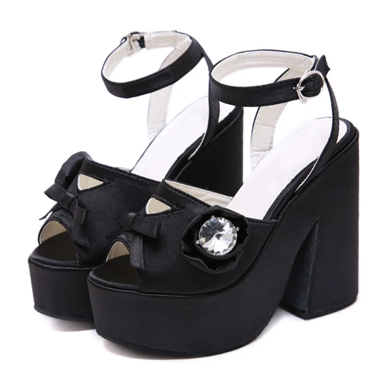 Punk Sandals Women High Heels Spring Summer Shoes women footwear heels flower pumps summer pink shoes chunky sandals YMA803