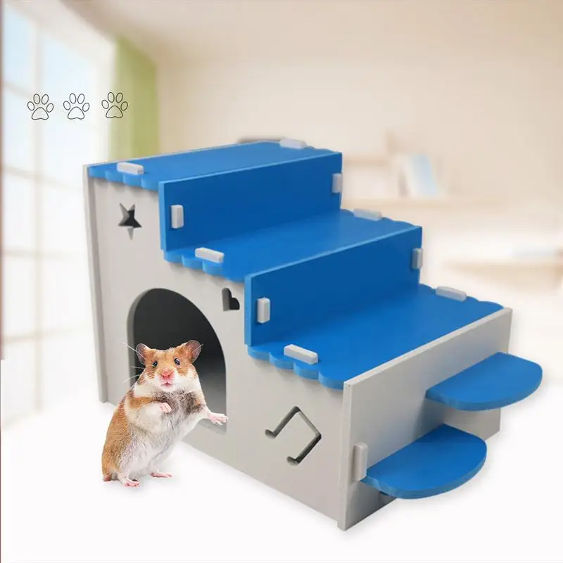 

Hamster Small Pet House Creative Hamster Cage Guinea Pig Nest With Springboard Wooden Fun Toys Small Pet Hamster Accessories