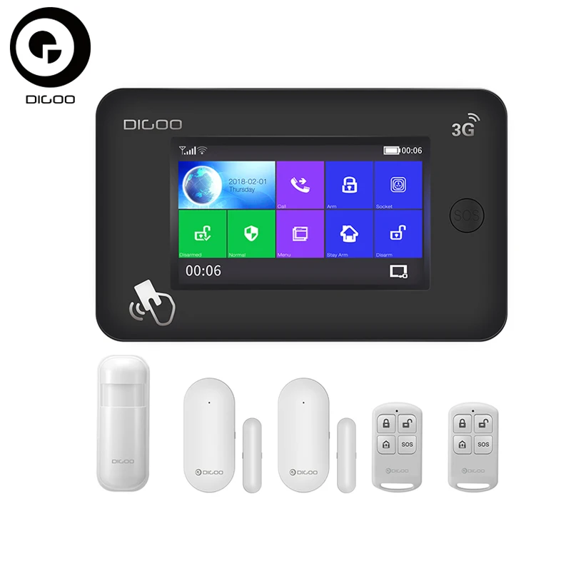  DIGOO DG-HAMA All-touch Screen 3G Version Smart Home Security Alarm System Kits Support APP Control - 33000609832