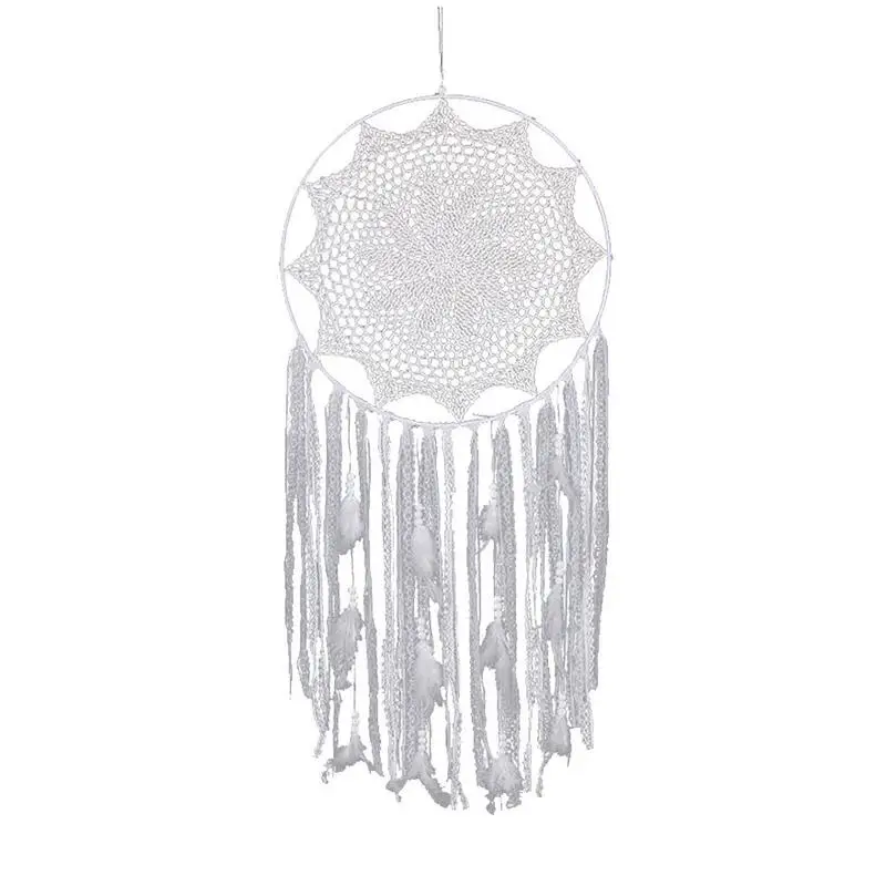 

Wedding Large Handmade Dream Catcher Crochet Lace Tassel Ornaments Wedding Match Dream Catcher Home Wall Living Room Decor O3